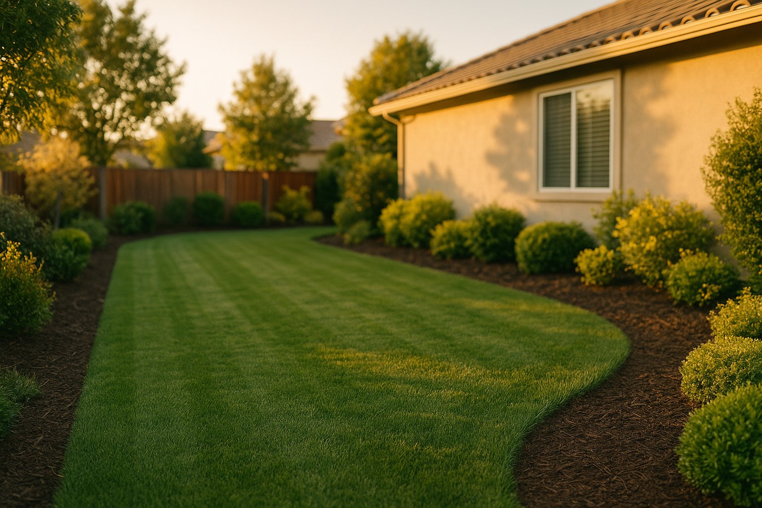 Lush green lawn freshly mowed by Green Valley